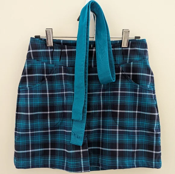 NIKE DriFit Tour Performance Tartan Teal Green Plaid Golf Skirt Sz 6 Ultra Light - Picture 4 of 16